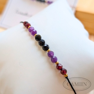 Bransoletka | Skorpion | Turmalin czarny Ametyst Granat