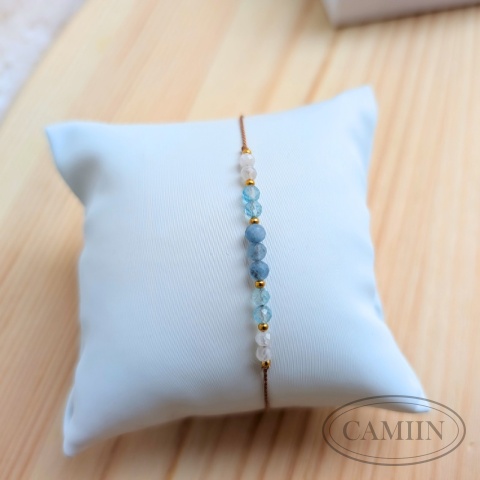 bransoletka Wodnik z tanzanitem akwamarynem i kryształem górskim handmade bransoletka Wodnik z tanzanitem akwamarynem i kryształem górskim handmade