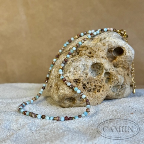 Naszyjnik Larimar x Jaspis leopard Naszyjnik Larimar x Jaspis leopard