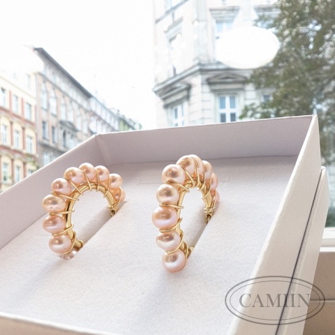 Różowe perły naturalne w kolczykach handmade Wrocław Różowe perły naturalne w kolczykach handmade Wrocław